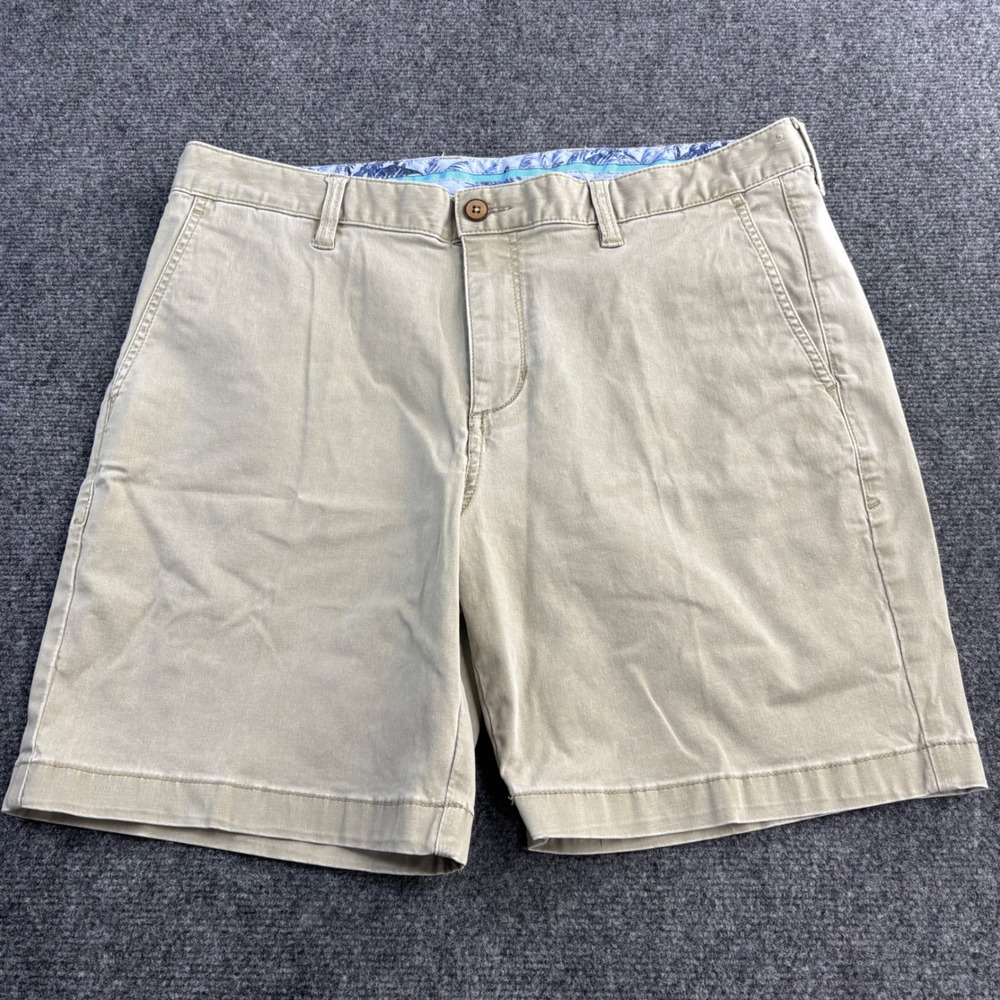 Tommy Bahama Boracay Shorts Mens 36 Khaki Tan Cotton Blend Stretch Chino Casual